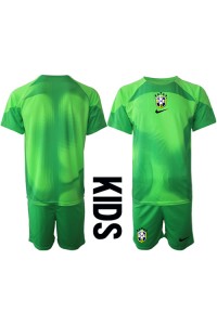 Brazilië Doelman Babytruitje Uit tenue Kind WK 2022 Korte Mouw (+ Korte broeken)